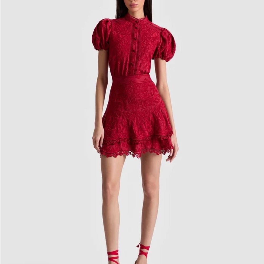 Alice + Olivia Red Lace Mini Dress
